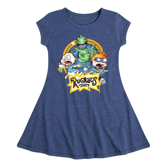 Girls' - Rugrats - Graffiti Fit & Flair Cap Sleeve Dress