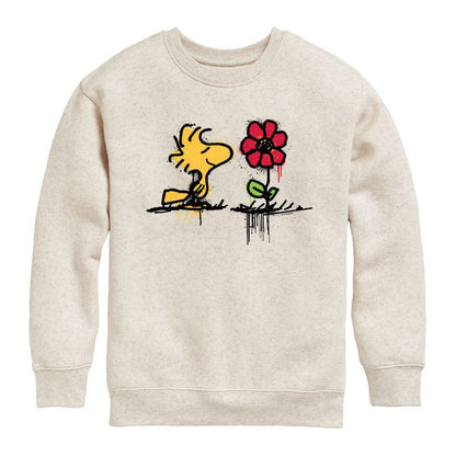 Boys' - Peanuts - Woodstock Rose Graphic Long Sleeve Fleece Sweatshirt