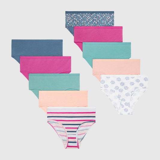 Hanes Girls' 10pk Cotton Stretch Brief Underwear - colors may vary