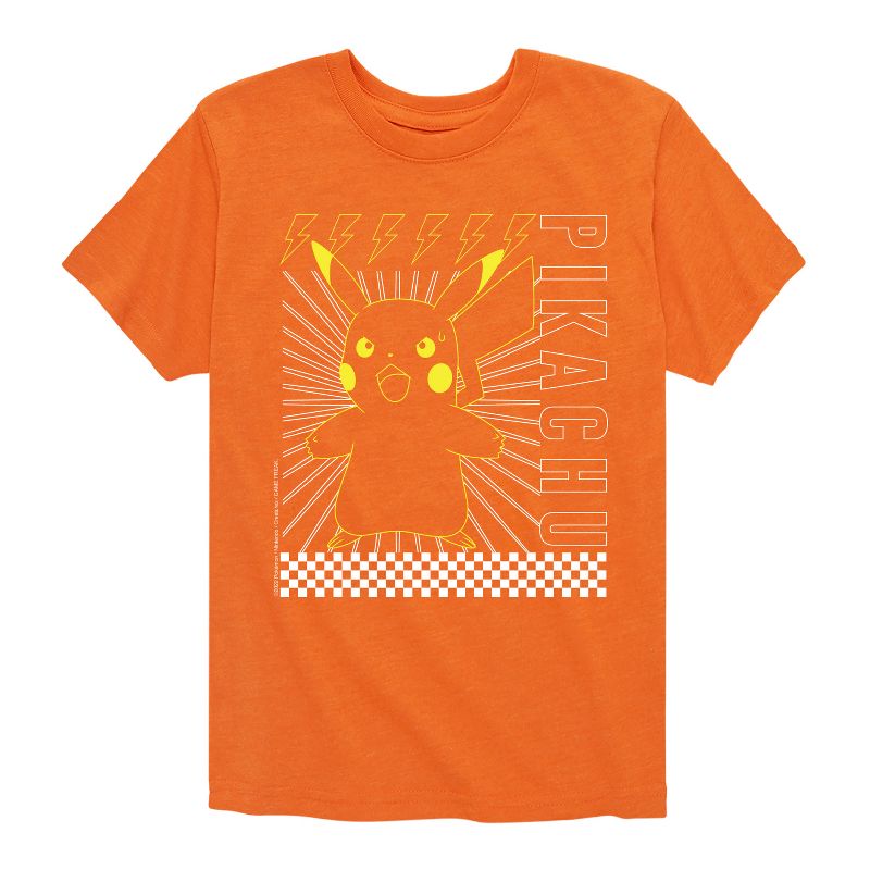 تي شيرت جرافيكي بأكمام قصيرة ومربعات من بوكيمون بيكاتشو للأولاد