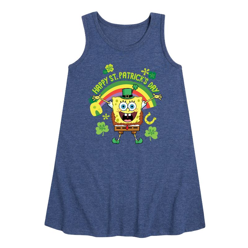 Girls' - SpongeBob Squarepants - Happy St. Patricks Day Graphic Sleeveless Aline Dress