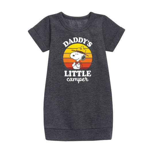 Girls' - Peanuts - Daddy Little Camper Graphic Short Sleeve Fleece Dress