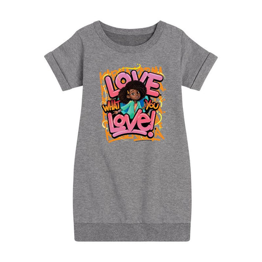 Girls' - Karma's World - Love What You Love Graphic Short Sleeve Fleece Dress