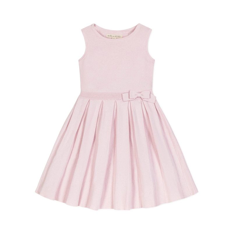 فستان سويت شيرت بدون أكمام ومطوي من Hope &amp; Henry Heirloom للفتيات مع فيونكة، للأطفال