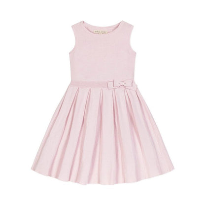 فستان سويت شيرت بدون أكمام ومطوي من Hope &amp; Henry Heirloom للفتيات مع فيونكة، للأطفال