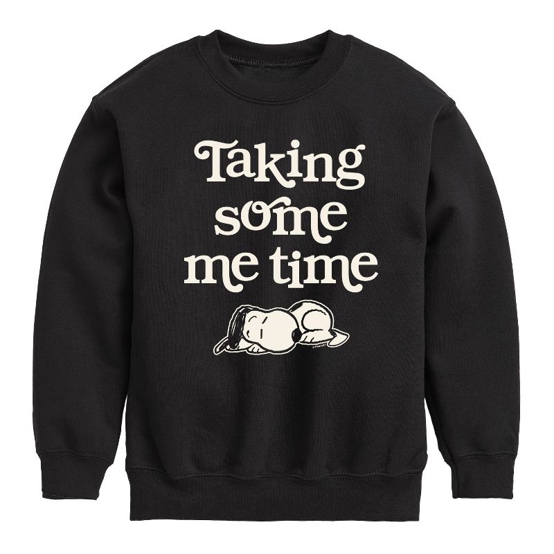 Boys' - Peanuts - Taking Some Me Time Graphic Long Sleeve Fleece Sweatshirt