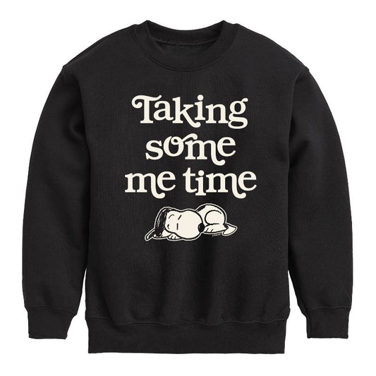 Boys' - Peanuts - Taking Some Me Time Graphic Long Sleeve Fleece Sweatshirt