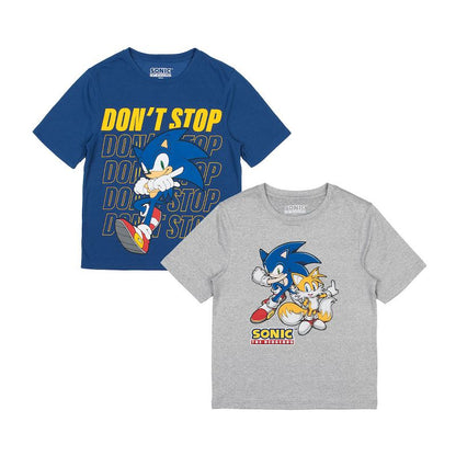 Sonic The Hedgehog Don't Stop 2-Pack Boy's Crew Neck Short Sleeve Performance Tee Combo Set