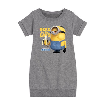 فستان صوف بأكمام قصيرة من مجموعة Despicable Me Minions للفتيات - Only Here For The Eats