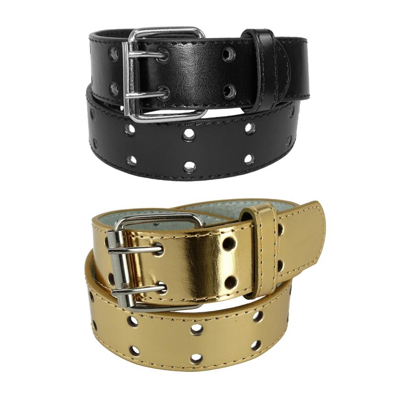 CTM Kid's Leather Two Hole Jean Belt (Pack of 2 Colors)