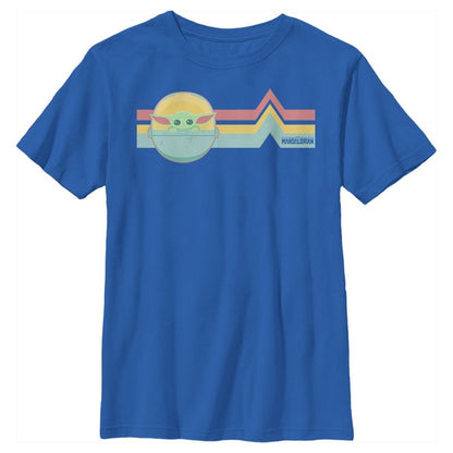 Boy's Star Wars The Mandalorian The Child Retro Stripes T-Shirt