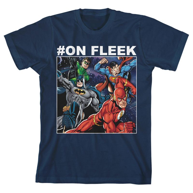DC Comic Youth Boys Justice League Superheroes OnFleek Navy TShirt