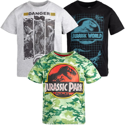 مجموعة من 3 قمصان Jurassic Park للأطفال الصغار والكبار
