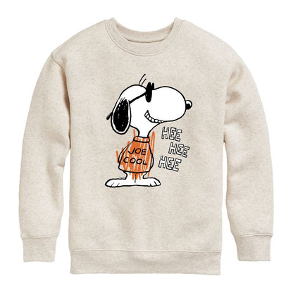 Boys' - Peanuts - Joe Cool Hee Hee Hee Graphic Long Sleeve Fleece Sweatshirt