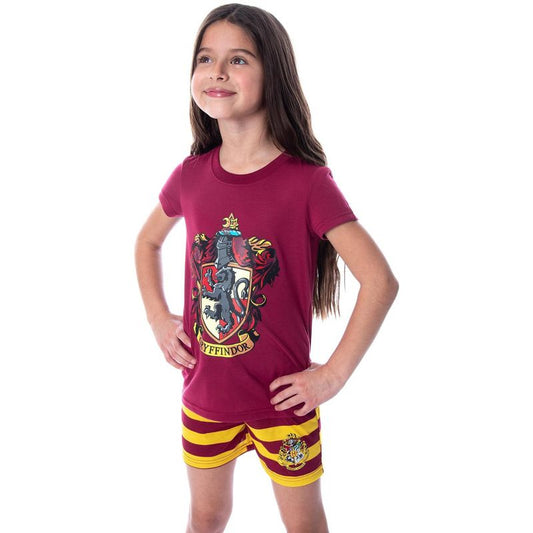 Harry Potter Girls' Hogwarts Castle Shirt and Shorts Pajama Set - All 4 Houses