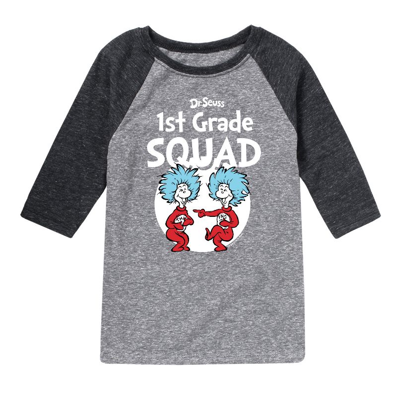 Boys' - Dr. Seuss - 1st Grade Squad Thing 1 and Thing 2 Raglan Graphic T-Shirt