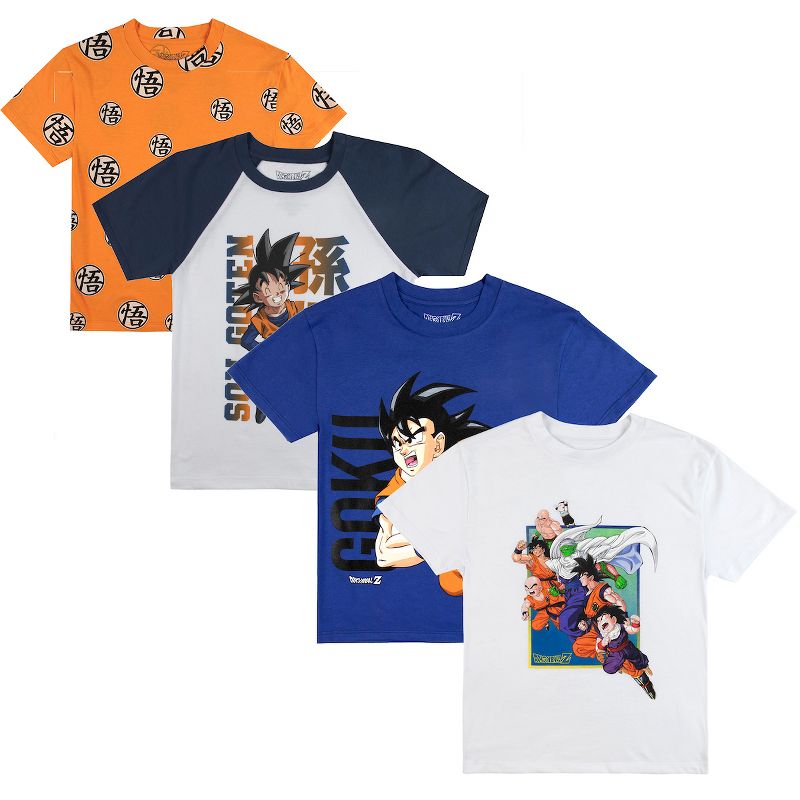 Dragon Ball Z Characters Crew Neck Short Sleeve 4pk Boy's Tees