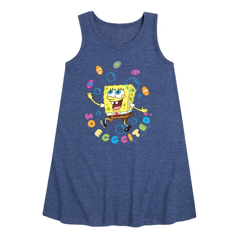 Girls' - SpongeBob Squarepants - So Eggcited Graphic Sleeveless Aline Dress