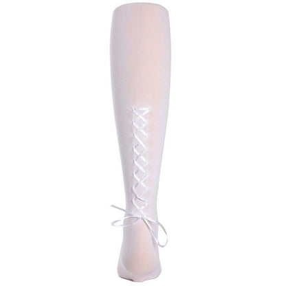 Memoi Girls Lace-Up Bow Opaque Tights