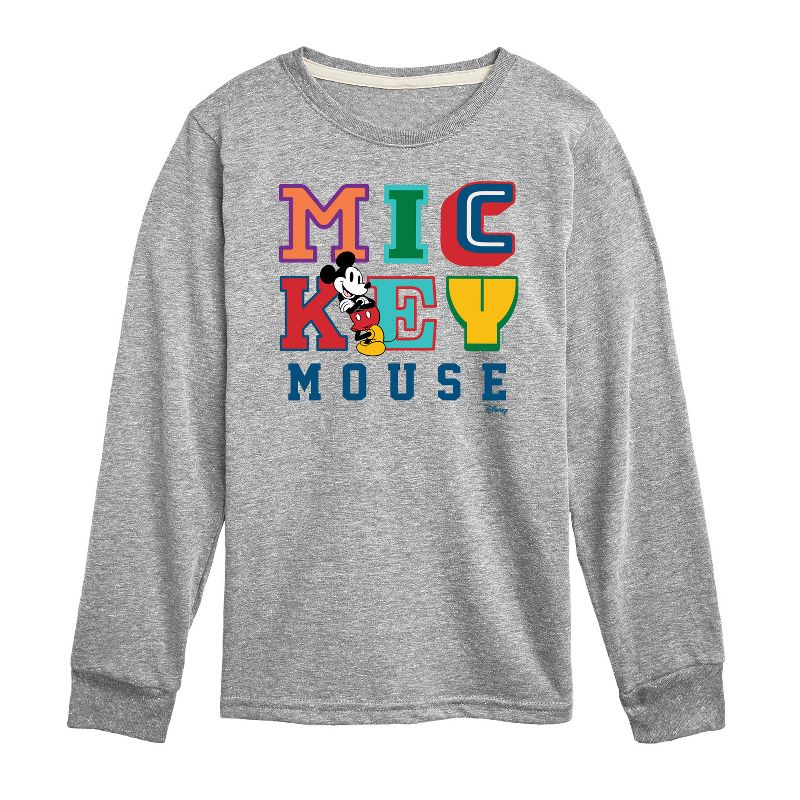 Boys' - Disney - Mickey Mouse Different Letters Long Sleeve Graphic T-Shirt