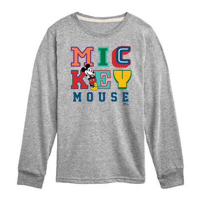 Boys' - Disney - Mickey Mouse Different Letters Long Sleeve Graphic T-Shirt