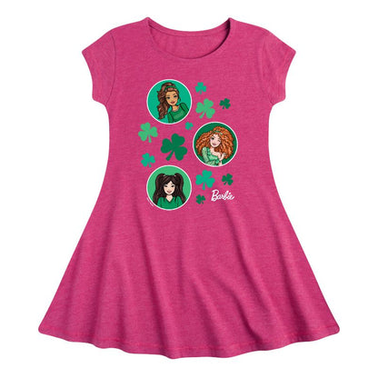 فستان سانت باديز كولاج فيت آند فلاير بأكمام قصيرة للبنات - باربي