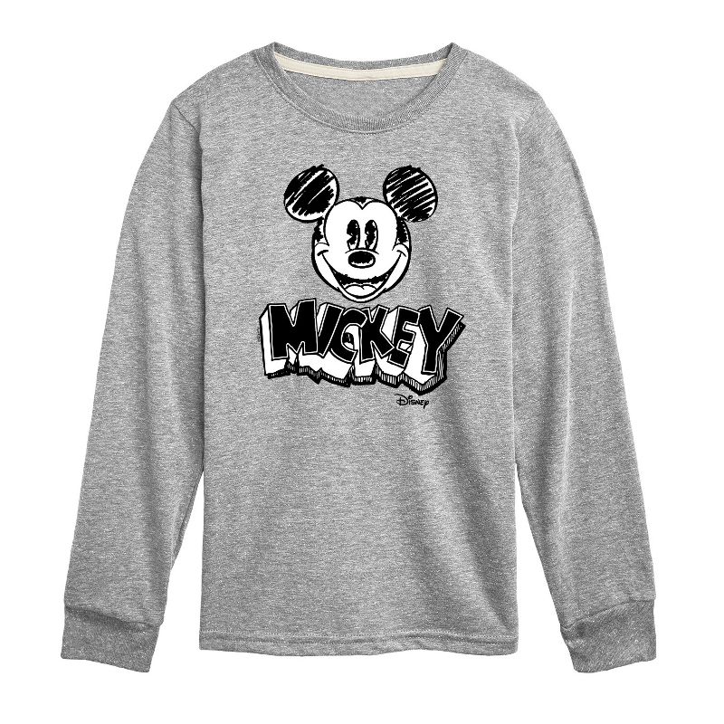 Boys' - Disney - Mickey Mouse Sketched Long Sleeve Graphic T-Shirt