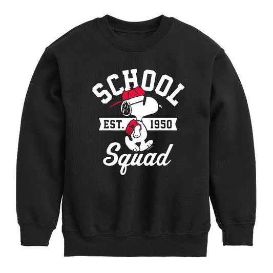 Boys' - Peanuts - Snoopy School Squad Graphic Long Sleeve Fleece Sweatshirt