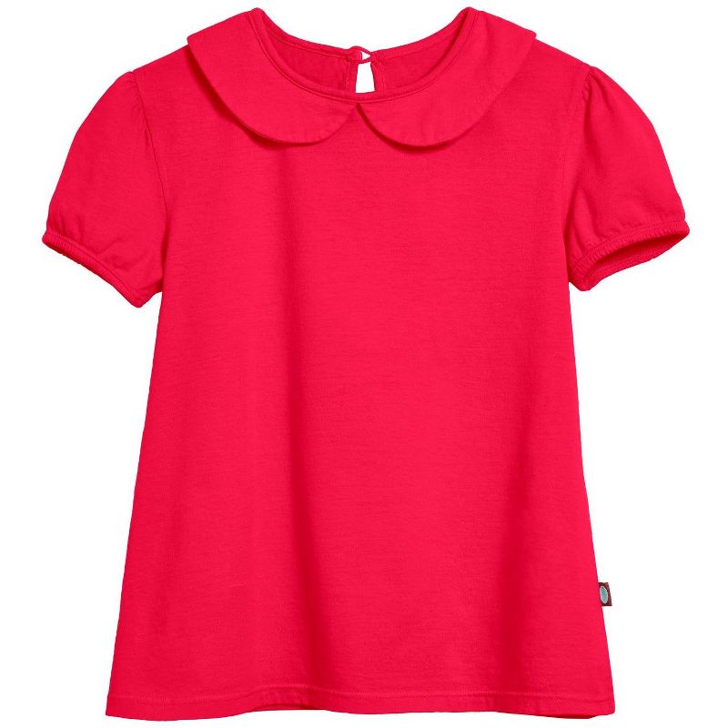 City Threads USA-Made Girls Soft Cotton Jersey Peter Pan Collar Short Sleeve Puff Tee