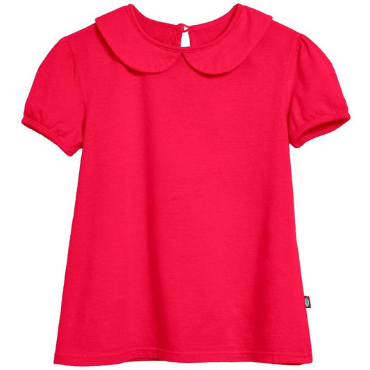 City Threads USA-Made Girls Soft Cotton Jersey Peter Pan Collar Short Sleeve Puff Tee