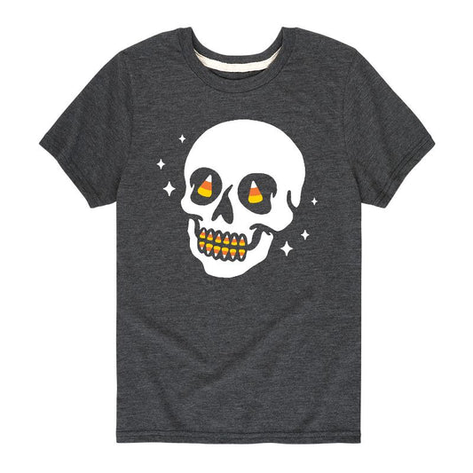 تي شيرت جرافيكي بأكمام قصيرة بتصميم جمجمة هيكل عظمي للأولاد - رسالة فورية - هالوين