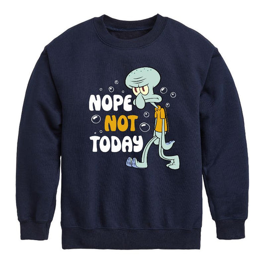 Boys' - SpongeBob SquarePants - Squidward Nope Not Today Graphic Long Sleeve Fleece Sweatshirt