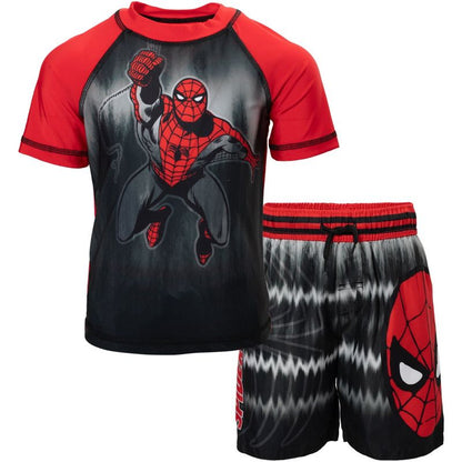 Marvel UPF 50+ Raglan Rash Guard and Swim Trunks Outfit Set