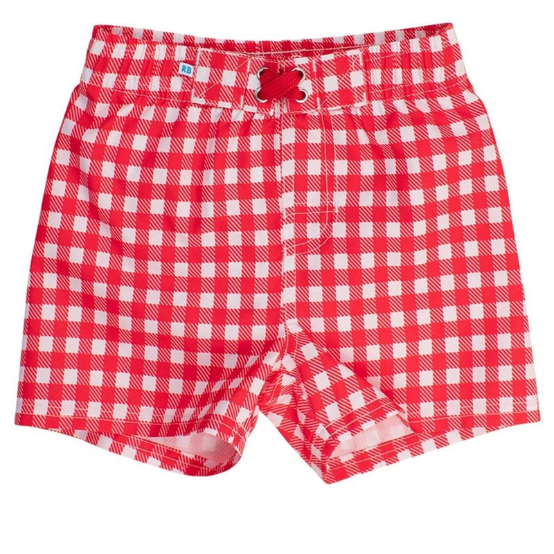 RuggedButts Boys UPF50+ Gingham Swim Trunks