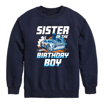 Boys' - Hot Wheels - Sister Of Birthday Boy Graphic Long Sleeve Fleece Sweatshirt