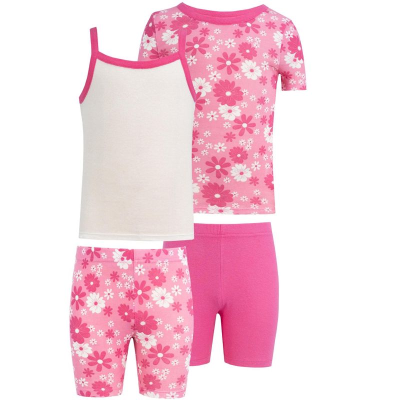 Fruit of the Loom Girls Snug-Fit 4-Piece Pajama Set