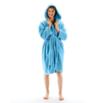 BC BARE COTTON Girls Hooded Robe Microfiber Plush Fleece Bathrobe