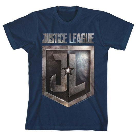Justice League Movie Shield Logo Boy's Navy T-shirt