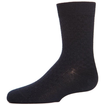 Memoi Boys' Basket Weave Mercerized Cotton Crew Socks