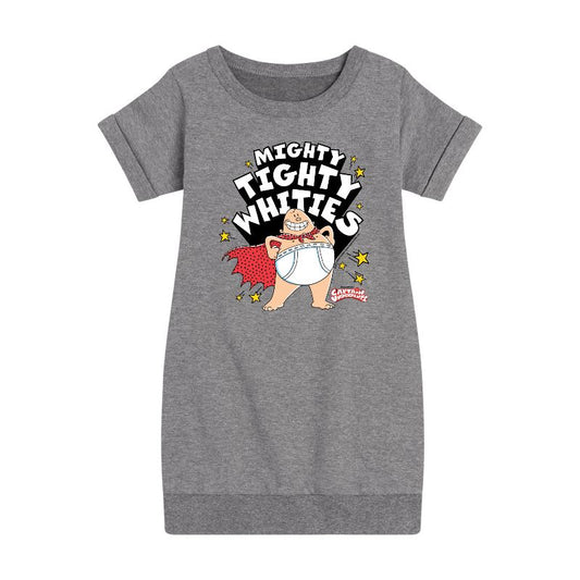 Girls' - Captain Underpants - Mighty Tighty Whities Graphic Short Sleeve Fleece Dress