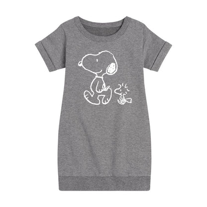 فستان صوف بأكمام قصيرة مطبوع عليه "سأتبعك" للفتيات - Peanuts