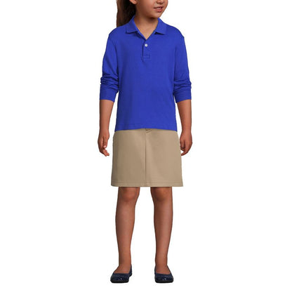 Lands' End School Uniform Kids Long Sleeve Interlock Polo Shirt