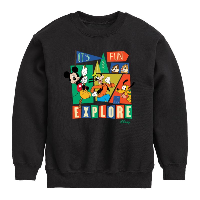 Boys' - Disney - Its Fun To Explore Graphic Long Sleeve Fleece Sweatshirt