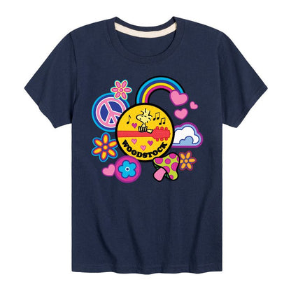 تي شيرت جرافيكي بأكمام قصيرة من وودستوك بيس آند لاف فلاير للأولاد - بينتس