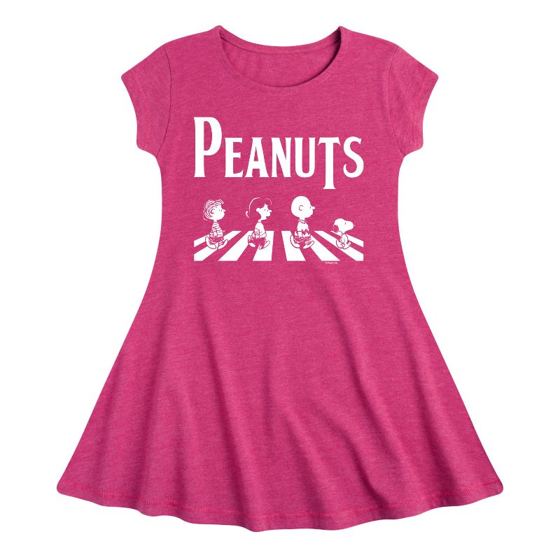 Girls' - Peanuts - Peanuts Crossing Road Fit & Flair Cap Sleeve Dress