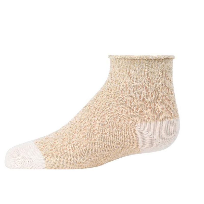 Memoi Fuzzy Shimmer Cotton Blend Anklet Socks