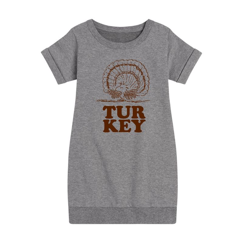 فستان وودستوك ديك رومي بأكمام قصيرة من الصوف برسومات الفول السوداني للبنات