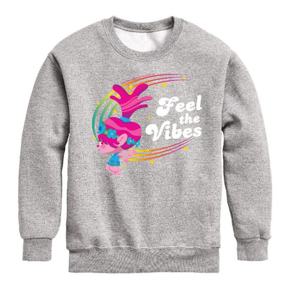 Boys' - Trolls - Feel The Vibes Poppy Graphic Long Sleeve Fleece Sweatshirt