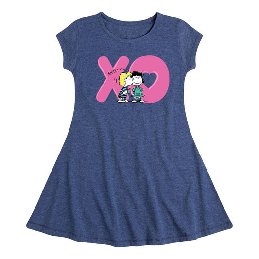 Girls' - Peanuts - Xo Schroeder Lucy Fit & Flair Cap Sleeve Dress