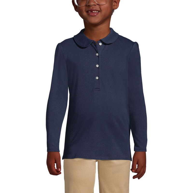 Lands' End Kids Long Sleeve Peter Pan Collar Polo Shirt